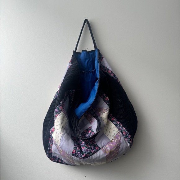 Quilted & Corduroy Floral Patchwork Tote Bag - Picture 6 of 8